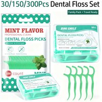 30/150/300Pcs Mint Floss Picks: 100Pcs Home Bag + 50Pcs Travel Case, Thin Strong Teeth Clean