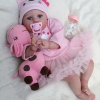 22 Inch Realistic Reborn Baby Doll for Girls Handmade Soft Vinyl Silicone Newborn Life-Size Collectible Infant Girl Figurine