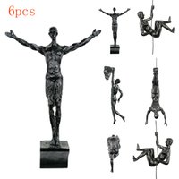 6pcs/set Industrial Style Climbing Man Resin Wall Hanging Decoration Sculpture Figures Creative Retro Present Statue Decor