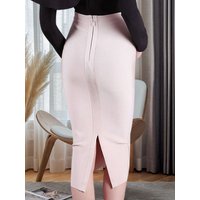 HQBORY Sexy Quality Nude Beige Bandage Skirts Midi 2023 Women Summer Red Split Party Skirt Bodycon High Waist Office Lady Skirt