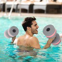 2Pcs Floating Dumbbell Eva Water Barbell Swimming Pool Fitness Equipment Lightweight Arm Leg Training Gray Red