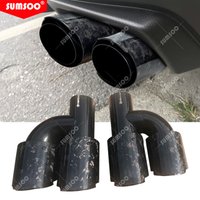 Genuine SUMSOO Htype Forged Carbon Fiber +gloosy Black Stainless Car Dual Exhaust Tip Double End Pipe Modification Muffler