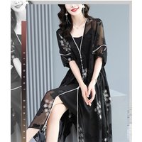 Your Lady's Imitation Silk Dress Women's Summer 2025 New Women's High End Luxury Jacquard Two Piece Set Skirt Female Loose Dress