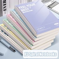 60Sheets/Book A5 Spiral Notebooks Color Perforated Pages Diary Book Horizontal Line Inner Pages Notepad School Office