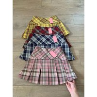 Pink Plaid Half Skirt Women's Summer New High Waist Slimming School Style Anti-Light JK Short Skirt Commute Style A-Line Poly...