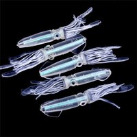 5PCS 10cm/8g Glow Squid Lures - Rainbow Laser Octopus Baits for Saltwater Trolling Realistic Soft Jig with UV Reflection