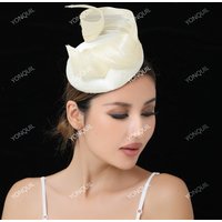 High Quality Silk-Linen and satin Wedding Headpiece Women's Fascinator Headwear with Flower for Cocktail Race Hair Accessories