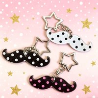 Cute Polka Dot Beard Keychain Pendant Punk Y2K Harajuku Bag Charm Korean Style Fashion Jewelry Accessories