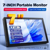 7 Inch Portable Monitor 1024x600 IPS LCD HDMI-compatible VGA AV Input DC Type C Power Screen for PC Laptop Camera TV Box DVD