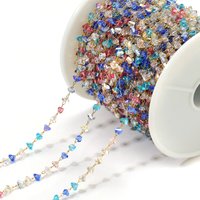1 Meter Stainless Steel Colorful Crystal Stone Chains Beaded Chains for DIY Jewelry Making Bracelets Earrings Necklaces Supplies
