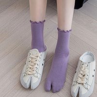 Fashion Breathable Split Toe Candy Color Female Cotton Two Toe Socks Hosiery Middle Tube Socks Two Finger Socks