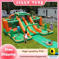 Large Inflatable Bouncy Castle with Slide Kids Jumping Trampoline Water Park Durable Oxford Cloth Bouncer for Outdoor Birthday P
