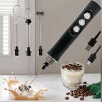 Wireless Rechargeable Electric Milk Frother - 3 Speeds, Handheld Foam Maker for Latte, Cappuccino, Hot Chocolate - USB Rechargea