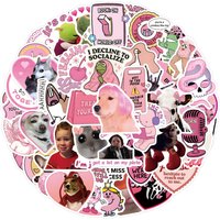 55Pcs Pink Funny Sticker Funny Creative DIY Decorative Stickers Waterproof Stickers