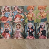 8Pcs/set Trainer Card Beautiful Girl Pocket Monster Misty Serena Dawn Leaf DIY PTCG Animation Collection Card