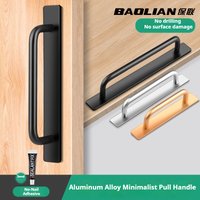 Adhesive Door Handle Cabinet Handle Drawer Non Drilled Push Pull Handle Adhesive Handle Suitable for Kitchen Cabinets Bathrooms