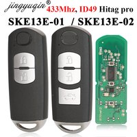 jingyuqin 433Mhz ID49 2/3Buttons Smart Key for MAZDA 2 3 6 CX-5 Atenza Axela 2014+ SKE13E-01 SKE13E-02 Car Remote Control Nologo