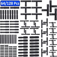 64/128 Pieces Vacuum Hose Connector Assortment Kit Tee Straight Barbed Fittings for Water Air Spray Pipe Automotive Repair