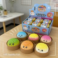 Random Colorful Soft Squishy Cute Bun for Adult PU Simulation Small Steamer Squeeze Decor Daily Entertainment Stress Relief Gift