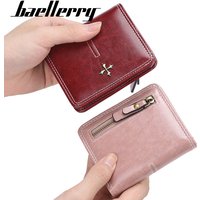 Baellerry Fashion Ultra-Thin Mini Women's Wallet Short PU Leather Credit Card Holder High-End Zero Wallets for Ladies