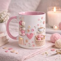 Fun Coffee Mugs 350ml Crochet Yarn Art Ceramic Drinkware Ceramic Coffee Mug Tea Cup for Women Mom Friend Sister Birthday