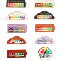 FTCY 10PCS Slideable State Of Mood Energy Emotion Brooch For Women Men Creative Mood Conversion Energy Brooch My Social Battery