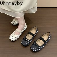 Spring Butterfly-knot Women Dot Ballet Flats Comfort Shallow Elastic Band Shoes Ladies Eelgant Soft Sole Dress Mary Jane Shoes