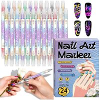 (HB05)12/24 Color Nail Art Pens 0.5MM Nail Polish Pens Drawing Painting Point Liner Painted Pen Kit