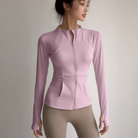 Women's Slim Fit Long Sleeve Sports Jacket Zip Fitness Yoga Coat Workout Running Coat Cardigan Warm Gym Activewear Training Coat