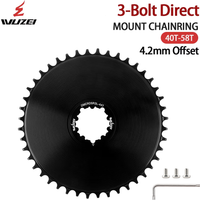 WUZEI 4.2mm Offest 3-Bolt Closed Chainring 40-58T ChainWheel 9/10/11S Narrow Wide Direct Mount Sprocket Incompatible AXS Chain