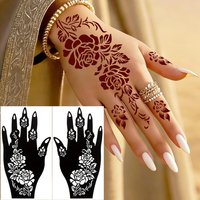 2 Sheets Waterproof Flower Tattoo Stencils for Women Hand Henna Tattoo Painting Tools Medhndi Design Stencils Tattoo Templates
