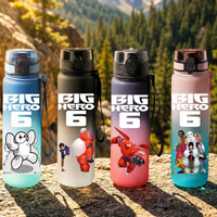 Big Hero 6 Outdoor Large-capacity Drinking Water Bottle with Rope and Leak-proof Water Cup for Boys and Girls