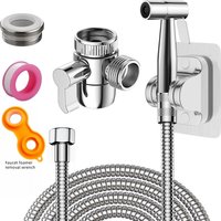 Bidet sprayer kit with 1.5m hose and holder, with 3-way faucet diverter G1/2 M22-24, for cleaning and personal hygiene