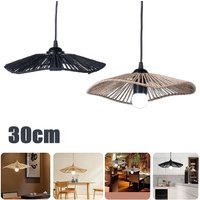 Handmade Woven Umbrella Shape Lamp Shade Natural Paper Rattan Openwork Pendant Light Cover for Dining Room Tea Room Restaurant