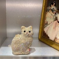 Sac à main pour femme en forme de chat mignon doré, pochette de soirée de luxe scintillante avec cristaux et strass, sac à bandoulière pour mariage et fête