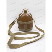WWII Japanese Type 94 Canteen Replica - WW2 IJA Reproduction Water Bottle with Canvas Sling & Wooden Stopper for Reenactment