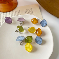 Irregular Geometric Clip On Earrings For Women Non Pierced Candy Color Resin Jewelry Fashion Ear Cuff Earring Aretes Mujer