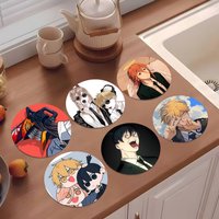 Anime C-chainsaw Man Coasters Round Wooden For Cute Design Suitable For Drinks Tea Coffee Home Gift Choice Holidays