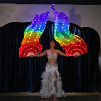 Éventail en voile de soie de 150cm de Long avec lumière LED, éventail en soie de bambou pour pratique et spectacle sur scène, Costumes de danse, accessoires de danse du ventre