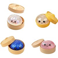 Giant Realistic Dumpling Squeeze Toy with Bamboo Steamer Soft TPR Dough Ball Stress Relief Fidget Toy Sim Food Squishy Vent Toy
