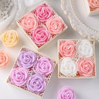 4pc/box Pink And Purple Rose Scented Candle Gift Box, Romantic Gift And Souvenir, Artificial Flower Scented Candle