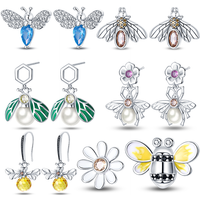 100% 925 Sterling Silver Original Hot Sale Charm Bee Series Earrings For Women Pave CZ Fine Anniversary Engagement Jewelry Gift