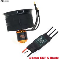 QX-MOTOR 64mm EDF 5 Blades Ducted Fan w/ QF2611 Pro 4000KV 3200KV 2900KV RC Brushless Motor CW CCW for 3S 4S 6S RC Jet Airplane