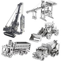 3D Metal Puzzle DIY Handmade Road Roller Drilling Well Mixer Truck Engineering Vehicle Assembly Model Jigsaw Puzzle Toys Gifts