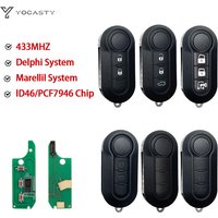 YOCASTY Flip Folding Car Key ID46 433MHZ 2/3 Button For Fiat For 500 500L Doblo Bravo Ducato Qubo Grande Punto SIP22 Blade