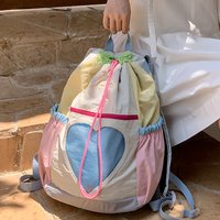 Backpack for Women Girls Drawstring School Bag Nylon Adjustable Strap Laptop Backpack Rucksack for Travel School