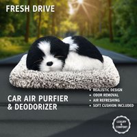 Plush Car Center Console Dog Figurines Deodorizes Simulation Sleeping Dog Figurine Toy Purifies The Air with Cloth Pad