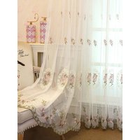 Curtain Yarn Decoration Living Room Bedroom Balcony Study Bay Window Translucent Net Red Embroidery Simple Gauze Curtains