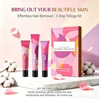 Gentle Hair Removal Trilogy Kit for Women, 3-Step System with Soothing Gel, Safe for Sensitive Skin, Upper Lip Chin Cheeks
