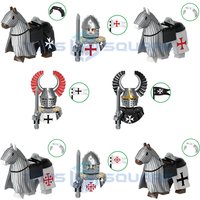 The Medieval Teutonic Knights Templar Holy Sepulchre Hospitaller War Horse Model Blocks MOC Bricks Set Gifts Toys G0128